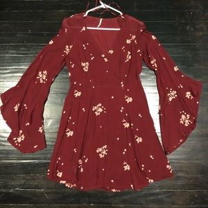 Free People boho long sleeve mini dress